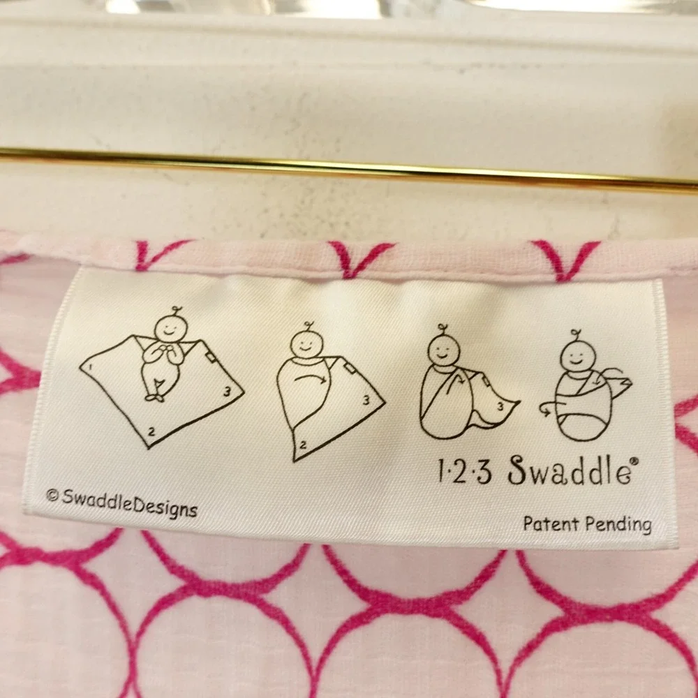 Pink Baby Wrap Swaddling Blanket Square Light Geometric Cozy SWADDLE DESIGNS